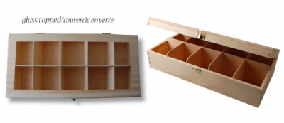 Деревянная коробка для чая. 10 отделений 35x22x6cm 2080