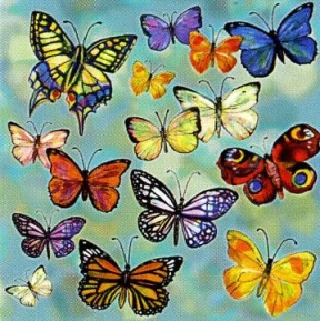Салфетка для декупажа LN0181 33 x 33 cm colourful butterflies