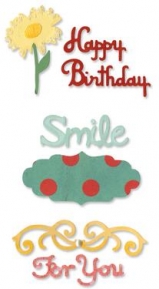  Sizzlits Die Set 3PK - Card Phrases Set 3 by Rachael Bright, Sizzix 657524