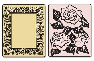    Text. Impr. Emboss. Fold. 2PK - Roses & Frame Set, Sizzix 657670