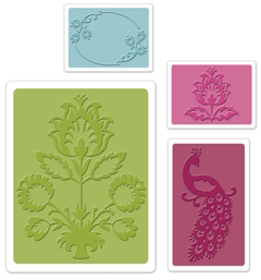    Text. Impr. Emboss. Fold. 4PK - Peacock Set by Rachael Brigh, Sizzix 657818