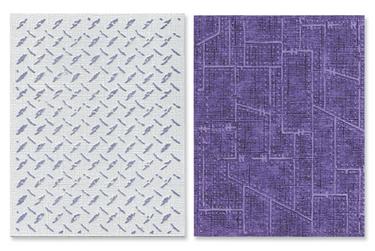    Texture Fades Embossing Folders 2PK - Diamond Plate & Rivete, Sizzix 657848