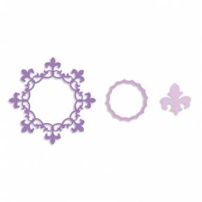  Framelits Die Set 3PK - Frame, Circle w/Fleur de Lis Edging, Sizzix 657904