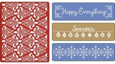    Text Imp. Emb. Fold. 4PK - Holiday Damask Set, Sizzix 657979