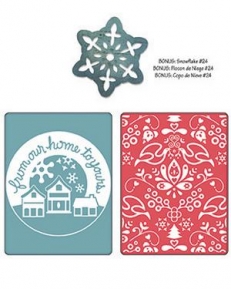    Text Impr Embo Fold w/B SizzlitsDie - From Our Home & Yule, Sizzix 658192