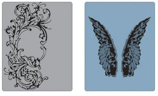    Texture Fades Embossing Folders 2PK - Flourish & Wings Set, Sizzix 658271