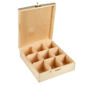 Деревянная коробка для чая. 9 отделений 23.5x23x5cm