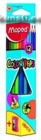 Набор трехгранных цветных карандашей Maped 12цв + точилка