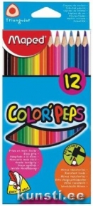 Набор трехгранных цветных карандашей Maped 12цв  Color Peps