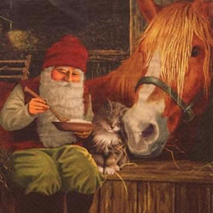 Салфетка для декупажа 303520  - 33 x 33 cm Nisse with Horse