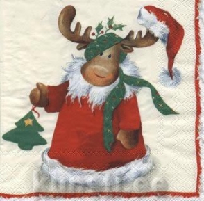    L-487360 33 x 33 cm REINDEER RUDOLPH cream 