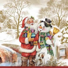    SLGW-002901 33 x 33 cm Santa with Snowmen gold