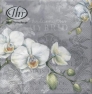 Салфетка для декупажа L-494645 33 x 33 cm WHITE ORCHIDS grey