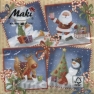 Салфетка для декупажа SLGW-007301 33 x 33 cm Santa Snowmen Reindeer cream